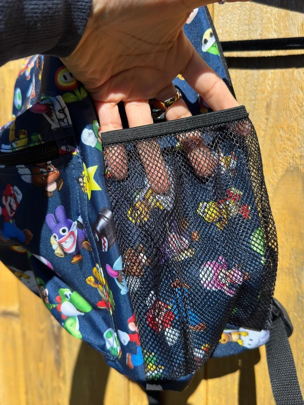 Navy Kids Backpack - Mario Print